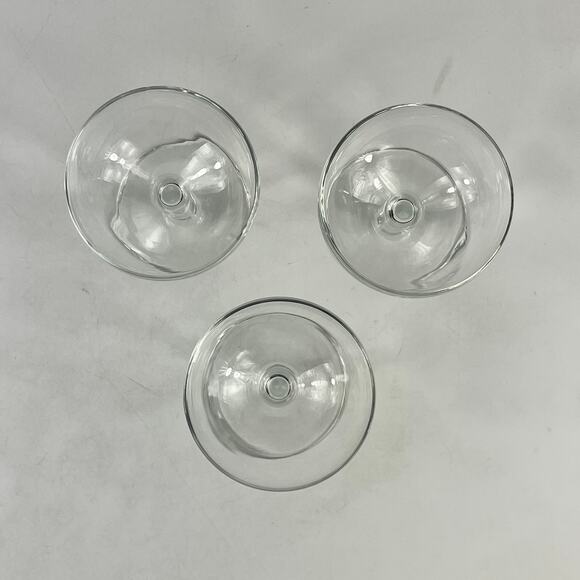 Clear Coupe Cocktail Glasses Set of 3 Vintage Shallow Bowl Stemware 4.5" - Picture 2 of 5